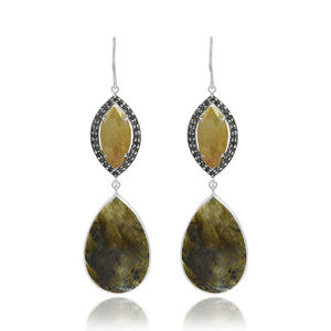 Boucles d'oreilles de créateur en argent sterling Bijoux pendants multi-pierres naturels de luxe Mode tendance pour les filles Cadeau parfait Vente en gros - Product Image 3