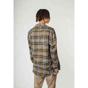 OEM/ODM <b>Men</b> Flannel Fabric <b>Shirt</b> Material 100% Wool Short Sleeves Chest <b>Pockets</b> Buttons Closing Inside Woven Neck Label - Product Image 6