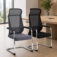 Chaise de visiteur en maille à dossier haut Chrome Sled avec support lombaire pour salles de conférence, réceptions, salles de réunion et sièges d'invités pour halls d'hôtels