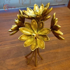 Decoración de Metal con acento para el hogar moderno de alta calidad, recién llegado, combinación de forma de flor de Reno esculpida en oro, Decoración de mesa - Product Image 6