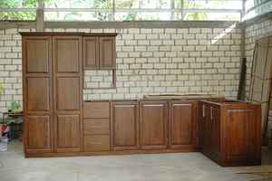 Ensemble d'armoires de cuisine en bois moderne Armoire de garde-manger en bois de teck Armoire de cuisine en forme de L pour meubles de cuisine - Product Image 2