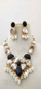 Laiton fait à la main élégant nacre Design pierre artisanat collier avec boucles d'oreilles ensemble produit en vrac qualité de conception Unique - Product Image 4