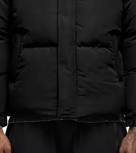 Veste en duvet d'automne-hiver personnalisée pour hommes, manteau en duvet d'oie de grande taille, col debout, veste bouffante décorée à motif imperméable - Product Image 4