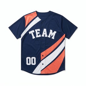 Maillot de baseball personnalisé sublimé à boutons, design à rayures asymétriques, tricot plat, tenue d'équipe, vente en gros OEM - Product Image 1
