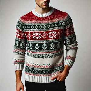 Pull en maille à col rond surdimensionné pour homme personnalisé, 100% laine, uni, fermeture éclair, broderie sur le devant, streetwear, hiver - Product Image 1