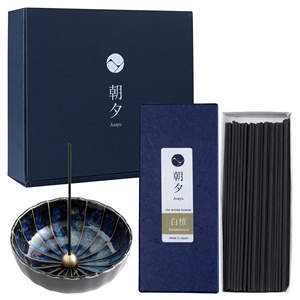 ชุดของขวัญธูป Asayu Japan Low Smoke กลิ่นไม้จันทน์ พร้อมที่วางธูปสีน้ำเงินกรมท่า (ญี่ปุ่น) - Product Image 1