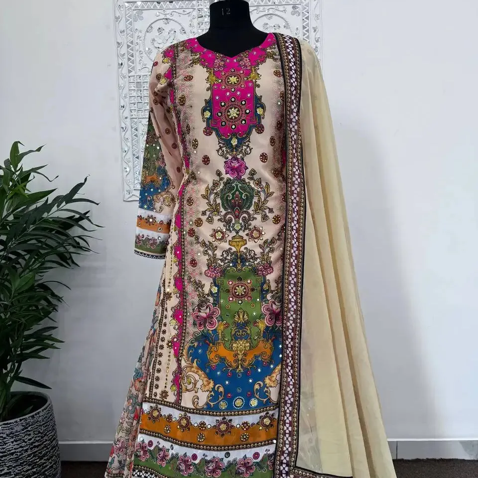 फुलपेरिया वेसम क्वालिटी पाकिस्तानी और भारतीय स्ट्रेट शरारा कमीज सूट डिजाइनर एथनिक पाकिस्तानी सूट
