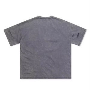 Chenille bordado nuevo diseño hombres rayas camiseta logotipo personalizado impresión Ácido lavado hombres y mujeres camiseta - Product Image 2