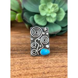 Anillo Artesanal de Alex Sanchez con Turquesa Blue Ridge y Bisel de Plata Esterlina, Talla 6.5, para Uso Diario - Product Image 1