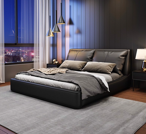 TH-H8244 Modern <b>Super</b> <b>King</b> Size Bed <b>Headboard</b> Leather Storage Upholstered Bedroom Furniture Extendable Feature for Home School - Product Image 2