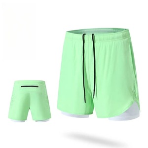 Men's Double <b>Layer</b> Breathable Fitness Shorts <b>Mid</b> Waist Cargo Pattern Casual Summer Workout Shorts for Outdoor Running Workouts - Product Image 3