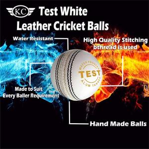 KC ENTERPRISES Pack of 6 Test <b>White</b> Leather <b>Cricket</b> Balls Best Quality International Standard ALUM Tanned Leather Boxed - Product Image 4