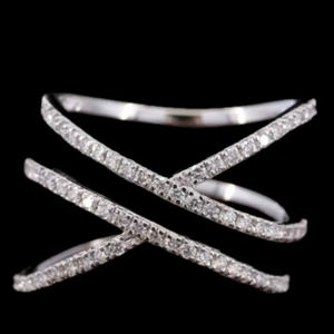 Bague de fiançailles solitaire fantaisie personnalisée en or 14 ct et argent 925 VVS1 diamant Moissanite 100% satisfaction - Product Image 1