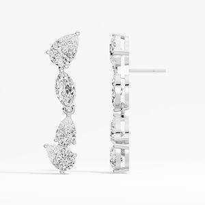 Lujo hecho a mano 14K 18K oro rodio plateado certificado moda pendientes mujeres con Marquesa pera laboratorio cultivado diamantes - Product Image 5