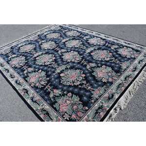 Alfombra Turca Extra Grande de 8.2x9.8 pies, Alfombra de Lana Azul Rosa con Camuflaje Vintage - Product Image 2