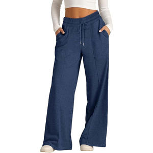 Pantalon de survêtement en éponge français surdimensionné personnalisé femmes pantalon de survêtement baggy jambe droite poids lourd - Product Image 1