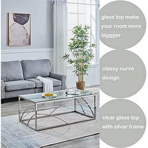 Construido con acero inoxidable de alta calidad y mesa de centro de vidrio audaz y versátil para la decoración estilo de diseño multifuncional - Product Image 3