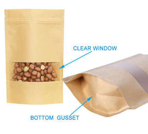 Bolsa Ecológica Biodegradable de Papel Kraft con Ventana y Cierre de Cremallera para Envasado de Alimentos en Existencia - Product Image 2