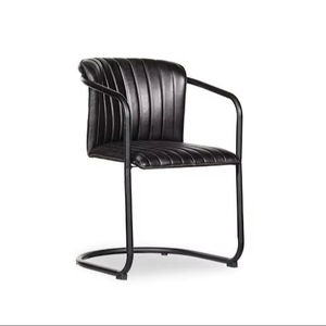 Chaise de salle à manger industrielle en fer et cuir capitonnée pour la maison, le bureau, le restaurant, le café, l'entrepôt, le bar à domicile - Durable et écologique - Product Image 1