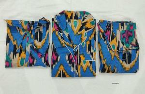 Ligero verano moda lujo PJ conjunto para hombres mano bloque estampado Loungewear cómodo largo Ikth pijamas Acción de Gracias venta - Product Image 2