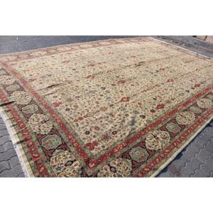Vintage Turkish Rug, 12.9x19.6 ft Rug, <b>Red</b> Plants & trees <b>Wool</b> Rug - Product Image 3