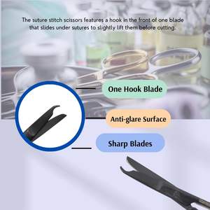 Spencer Stitch Ciseaux En Acier Inoxydable Avec Une Lame De Crochet Pour La Coupe De Sutures Étudiant Formation Noir 3.5 par Vaslcare - Product Image 5
