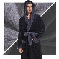 2025 Peignoir de Bain Spa en Velours avec Logo Personnalisé, Doux, à Capuche, Ensemble Long de Luxe avec Grandes Poches pour Hommes