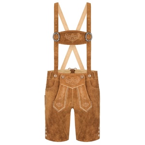 Shorts Trachten pour homme en cuir véritable bavarois allemand marron antique, sur mesure, taille haute, nouvelle collection, grande taille, Lederhosen plat - Product Image 1