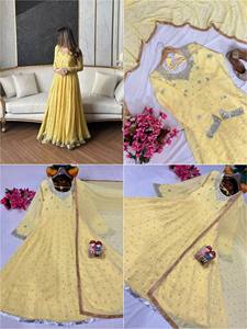 Nuevo Vestido Anarkali de Diseñador para Niñas, Vestido Listo para Usar de Georgette Sintética para Exportación Mundial desde India - Product Image 6