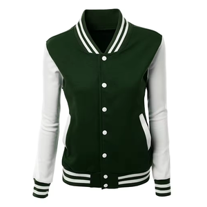 Chaqueta de bombardero de algodón de poliéster largo universitario personalizada de alta calidad transpirable otoño liso béisbol Varsity para hombres mujeres negro - Product Image 2