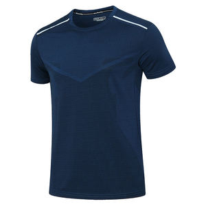 2023 chemises de sport de haute qualité pour hommes 88% polyester 12% élasthanne tricoté vêtements de fitness - Product Image 2