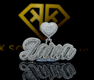 Pendentif Hip Hop personnalisé, lettre personnalisée, pendentif en moissanite glacé à coupe ronde brillante, argent 925, pendentif Hip Hop pour hommes - Product Image 1