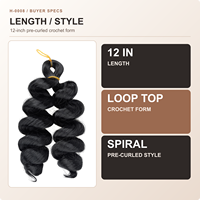 Extensions de cheveux au crochet bouclés à la italienne, 12 pouces, en fibre haute température, boucles spirales, double trame, vente en gros