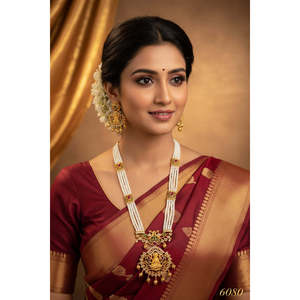 Twini 6080 D-6 Set Imitation Pearl & Antique Gold Plated <b>Necklace</b>/Earrings/Bracelet Jewelry for Women's Wedding & Gift Occasions - Product Image 1