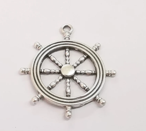 Premium Quality 2 <b>Ship</b> Steering <b>Wheel</b> Charms Pendant Antique Silver High Quality Best Nautical <b>Ship</b> <b>Wheel</b> Handmade Decor - Product Image 2