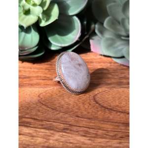 Reda Galvan <b>Adjustable</b> Rose Gold Plated Sterling Silver Cluster <b>Ring</b> Moon Stone Bezel Setting Size 6.75 Gift - Product Image 3