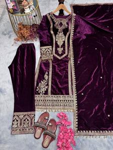 Designer Embroidered Indian Pakistani Clothing New Top Kurta Beautiful Sequence Work Fully Stitched Bottom Top Dupatta Made - Product Image 5