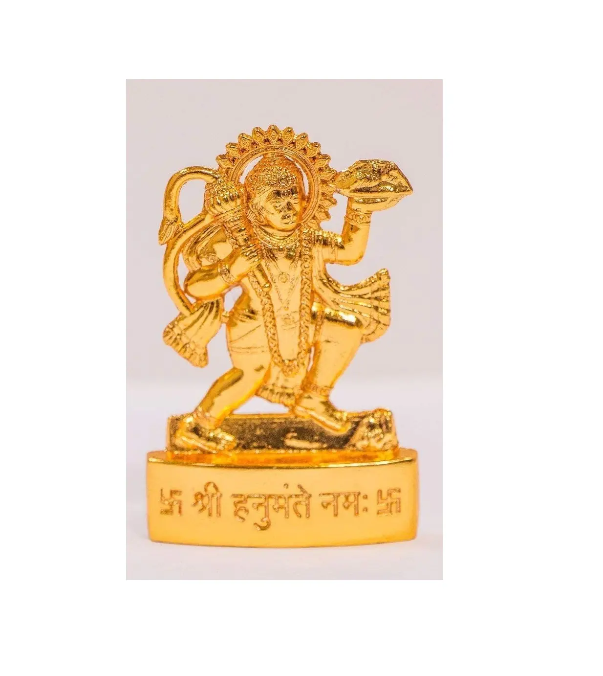 Vergulde 4.5 Inch Lord Hanuman/Bajrangbali Met Sanjivani (Hindoe Religieuze God) Idol Voor Tafel Decor, thuis Tempel, Auto Dashbo