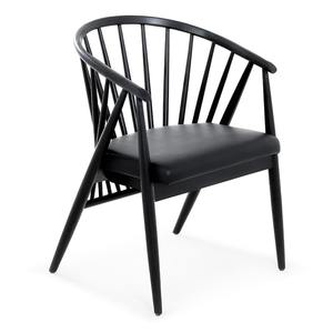 Chaise de salle à manger à lattes Carson, finition chêne naturel noir Meuble teck acajou Suar 2110135 - Product Image 1