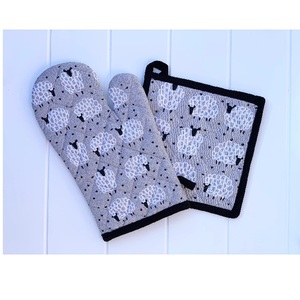 Protecteur de mitaines de cuisine d'hôtel de luxe, motif personnalisé de luxe, coton biologique imperméable certifié GOTS nid de poule - Product Image 6