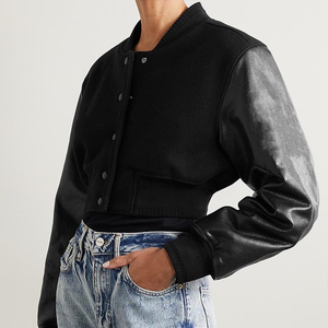 OEM Custom Logo <b>Women</b> Streetwear Crop Top Bomber <b>Jacket</b> Customized Letterman <b>Women's</b> Varsity <b>Jacket</b> for Your Brand - Product Image 3