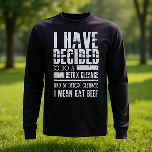 Maglietta promozionale unisex a maniche lunghe con scollo rotondo Detox Cleanse I Mean Eat Beef - Product Image 3