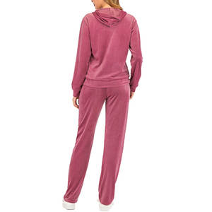 Fashionable Hot Selling <b>Velour</b> Tracksuit Women's Zip up <b>Hoodie</b> and Jogger Set 2 Pieces Velvet Suit for Women - Product Image 5
