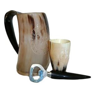 Edición especial Medieval Elegante Amor Cuerno decorativo Jarra Original Vikingo Taza pulida Navidad Mano Artesanías naturales - Product Image 4