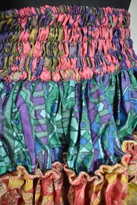 Falda de verano fluida y ligera de seda india. Faldas Cortas Indias Hechas A Mano Para Mujer. Minifalda Bohemia informal con cintura elástica, - Product Image 3