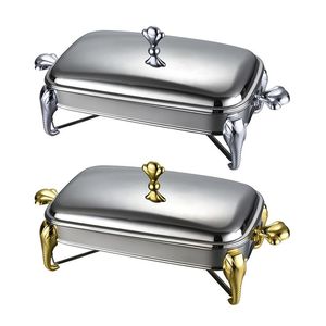 Lot de 4 chauffe-plats ronds modernes en acier inoxydable avec couvercle en verre pour les expériences culinaires contemporaines - Product Image 2