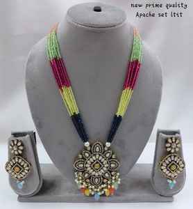 Long Motipearl Mala & Drop Pendentif Collier Ensemble À La Mode Ton Or Kundan perle Collier Boucles D'oreilles Ensemble Avec Femmes Filles - Product Image 3