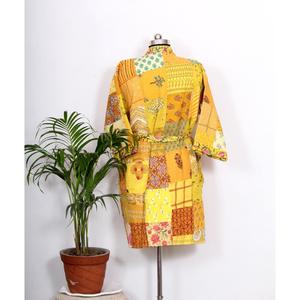 Kimono de bolsillo para mujer de algodón acolchado Kantha de gran demanda superventas, ropa festiva, cortavientos con estampado largo de encaje caído a bajo precio - Product Image 6