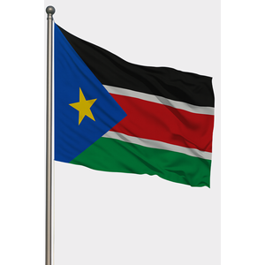 Drapeau extérieur du Soudan du Sud imprimé numériquement en satin de polyester et soie avec mât en aluminium et fibre de verre - Product Image 1