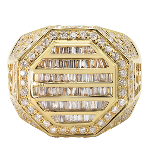 Hip Hop Iced Out VVS Lab Grown Full Diamond Baguette Anillo para hombre Joyería de boda personalizada de lujo en oro de 10K 14K 18K - Product Image 1
